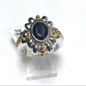 Black Onyx Ring Rhodium Plated Silver Gold Plate